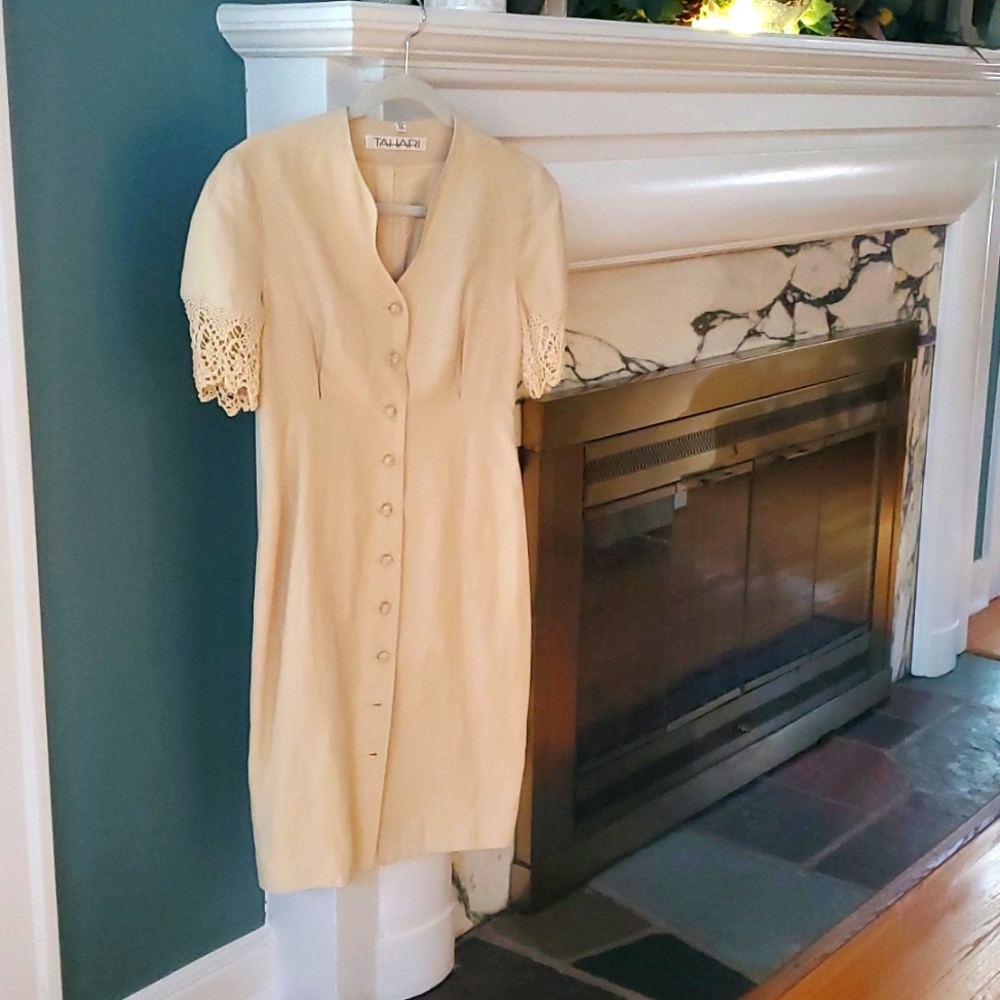 Tahari Vintage Linen and Lace Dress-Size 2